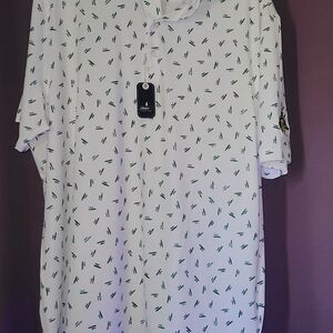 johnnie-O White Polo with Green Accents